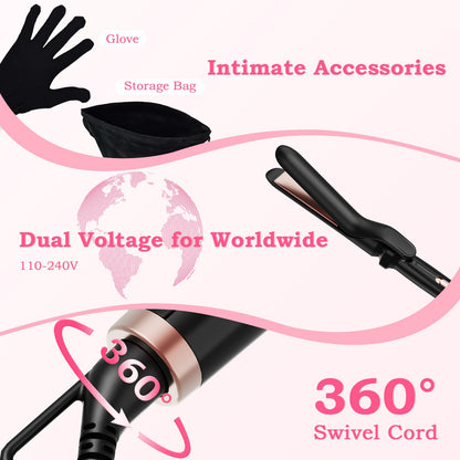 Birthday Gifts for Women, Ufree 5 in 1 Curling Iron with Interchangeable Ceramic Barrels (0.35"-1.25"), Curling Wand Set with Flat Iron Hair Straightener, Instant Heat Up, Dual Voltage Hair Curler