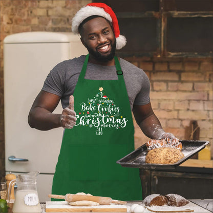 Funny Christmas Baking Apron for Women Men, Holiday Baking Gifts for Bakers, Green Xmas Kitchen Cooking Aprons with 2 Pockets, Cute Christmas Apron Gifts for Mom Wife Sister Husband Girlfriend