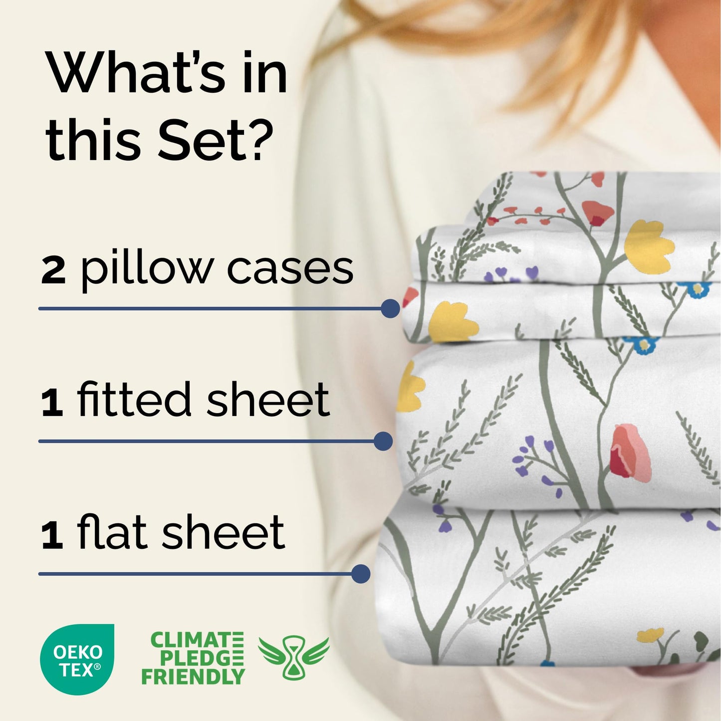 Floral Sheets - Boho Full Bed Sheet Set - 1 Flat, 1 Fitted & 2 Pillowcases w/ Deep Pockets - Comfy, Wrinkle & Fade Free - Boho Botanical Bedding - Ultra-Soft, Breathable and Cooling - Full Size Set