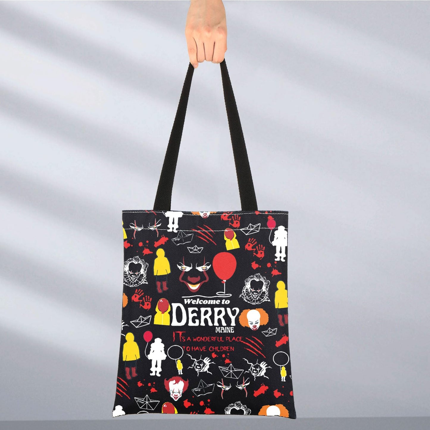 JNIAP Horror Clown Tote Bag Horror Clown Gift Welcome To Derry Maine Gifts Horror Clown Shoulder Bag (DERRY tb)
