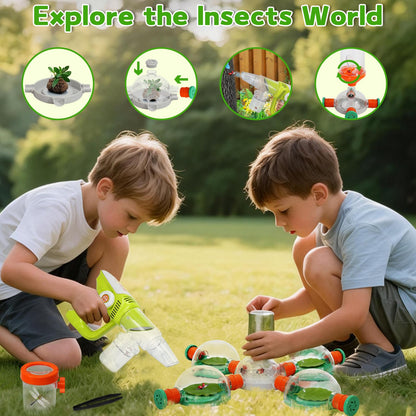 Bug Catcher for Kids 3-5, Bug Vacuum Toys Set for Toddlers 1-3, Magnify Glass, Observation Case, Insect Tweezer, Catch Pinning, STEM Educational Tool Outdoor Summer Explorer Kit Gifts for Boy Girl