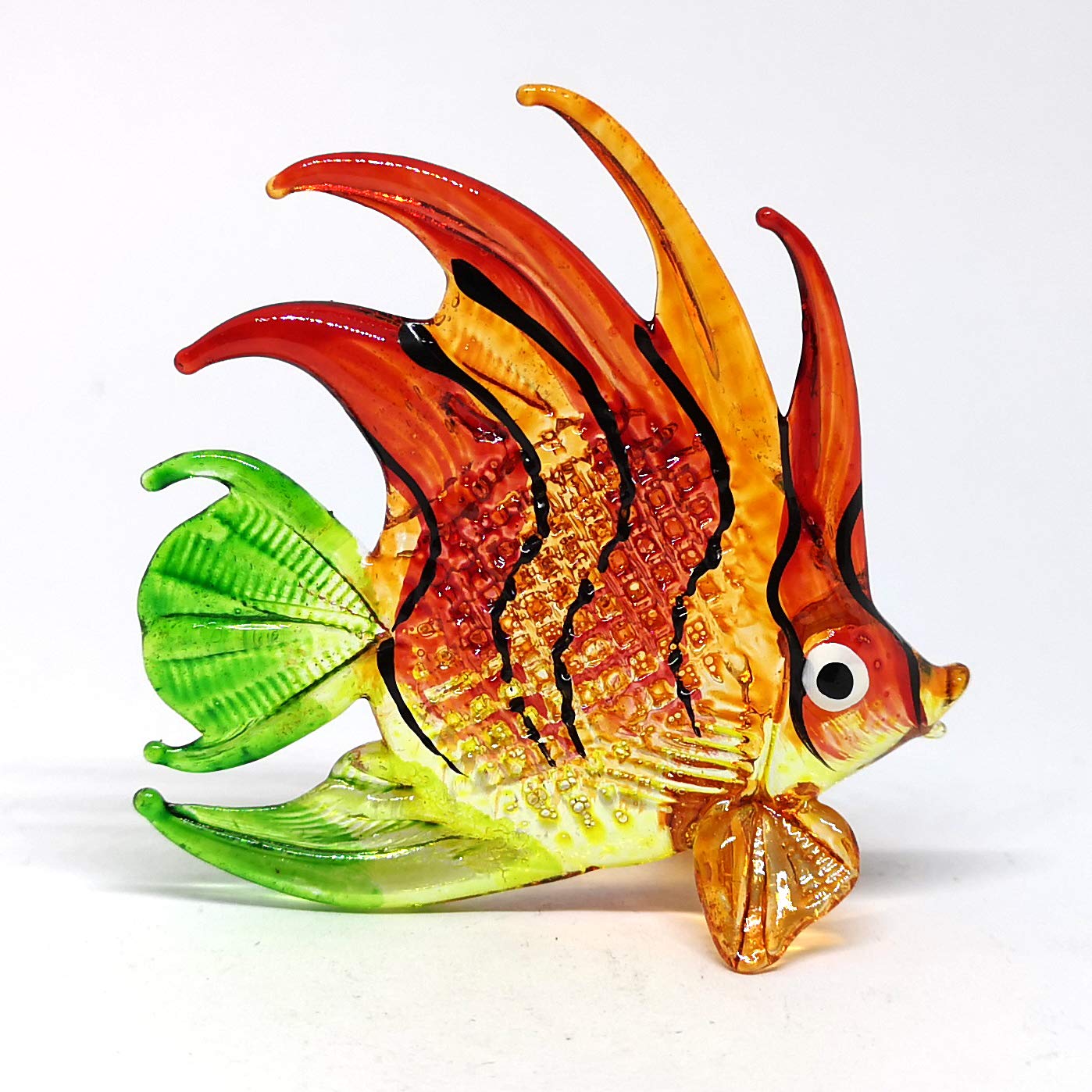 ZOOCRAFT Aquarium Thai Craft Collectible Mini Hand Blown Glass Fish Figurine Decor Red