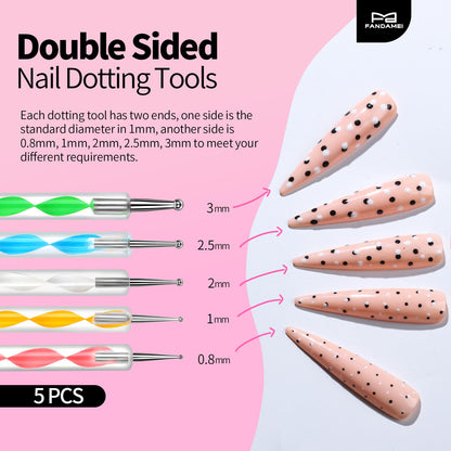 FANDAMEI Nail Art Brushes, Nail Brush Set With Nail Stand, Nail Holder For Painting Nails, Nail Art Tools, Nail Design Tools, 11PCS Nail Brushes For Nail Art, 5PCS Nail Dotting Tool, Nail Art Palette
