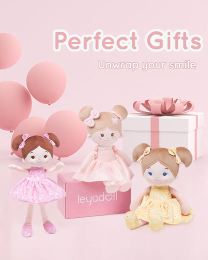 LeyaDoll Soft Baby Doll Toys (12''), My First Baby Rag Doll for 1 Year-Old Girl Birthday Gift, Christmas Plush Toys Gift for Toddler Kids Infants -FloraBelle(Pink)