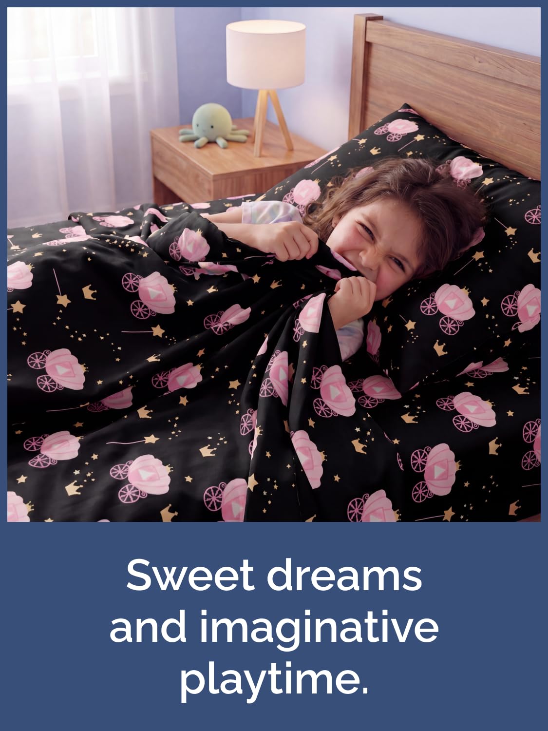 CGK Unlimited Kids Princess Carriage Full 4 Piece Sheet Set - Boys, Girls, Teens, Toddler - Easy Fit Deep Pockets - Soft, Cooling & Breathable Sheets - Cozy, Fade and Wrinkle Free - Machine Washable
