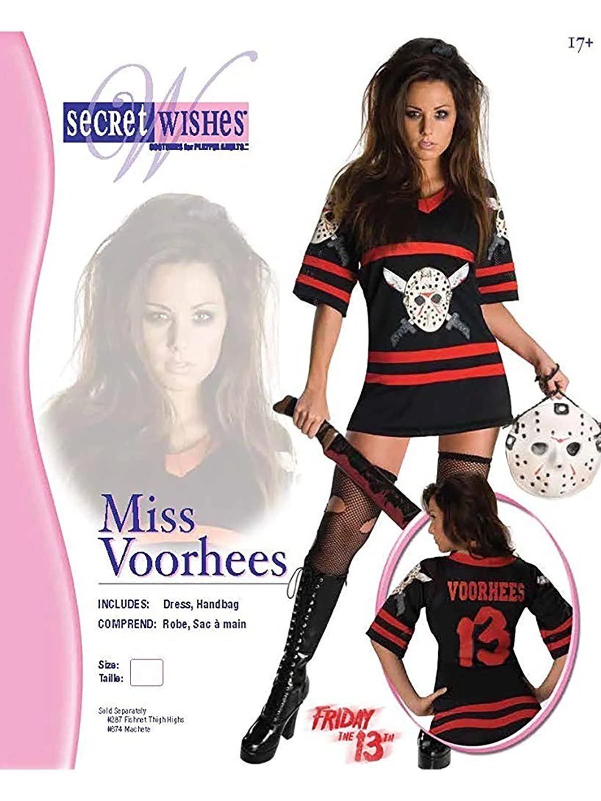 Secret Wishes Friday The 13Th, Miss Voorhees Mini-Dress And Handbag, Black, Medium