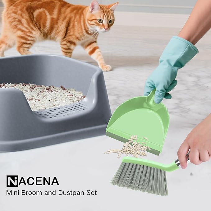 NACENA Mini Broom and Dustpan Set, Small Dust Pan and Brush Set