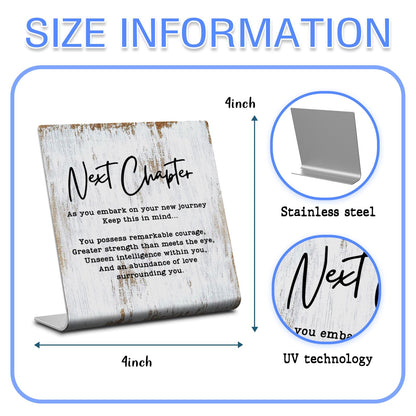 TRCENDE Next Chapter Gift For Coworker & Mentor, Retirement Farewell Gift For Teacher, Home Office Metal Sign Plaque XLk223