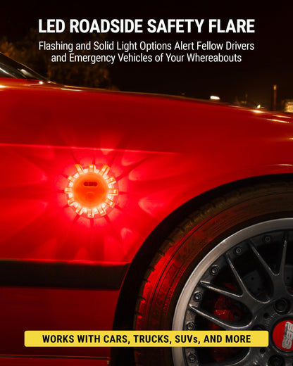 Scosche ScoFlare LED Road Flares, Emergency Roadside Kit for Car with 2 Emergency Lights Equipped with 6 Flashing Safety Modes, Flashlight, Rechargeable Battery, Magnetic Base and Hanging Hook, 2 Pack