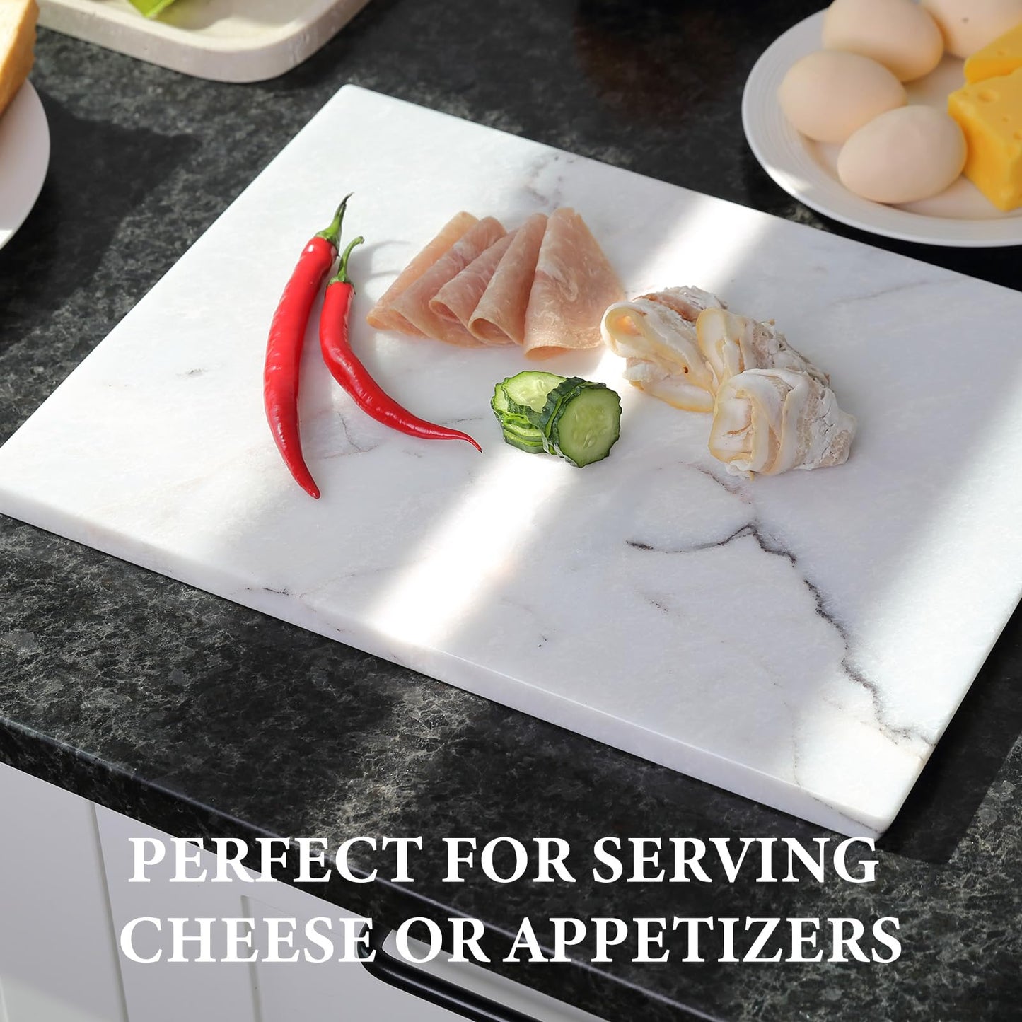 Koville Marble Cutting Board for Kitchen, 16x12 Inches Large Marble Slab Cheese Board, Rectangular Serving Board for Baking Charcuterie Pastry, Natural Stone Board for Countertop (Milas Lilac)