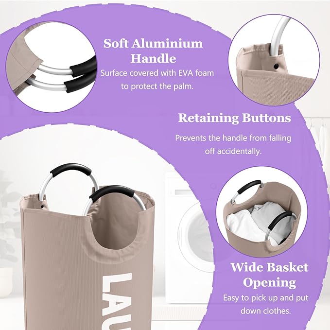 95L Folding Laundry Basket for Singles, Large Laundry Hamper