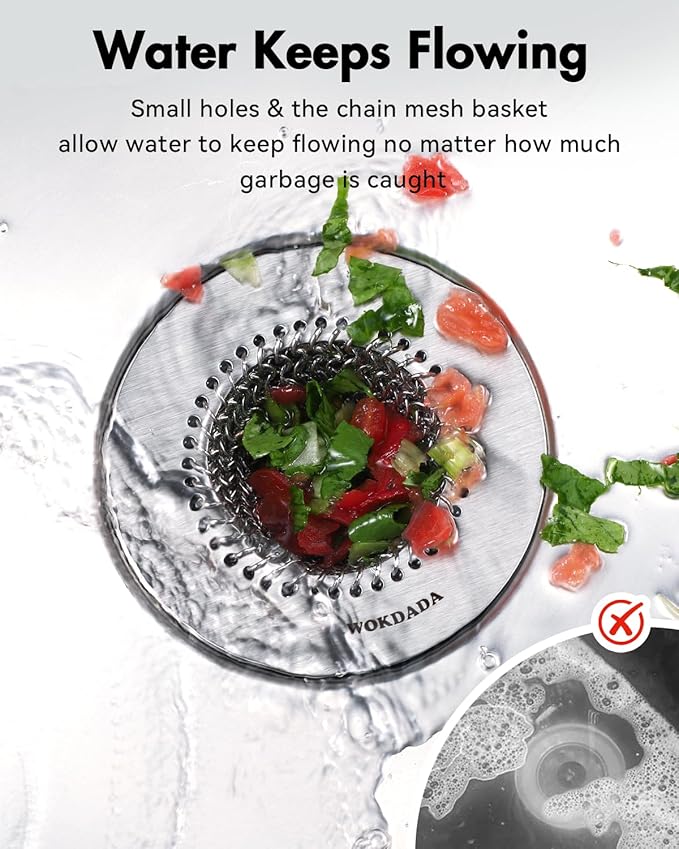 Sink Drain Strainer, Reversible No Clog Mesh Kitchen Sink Drain Strainer