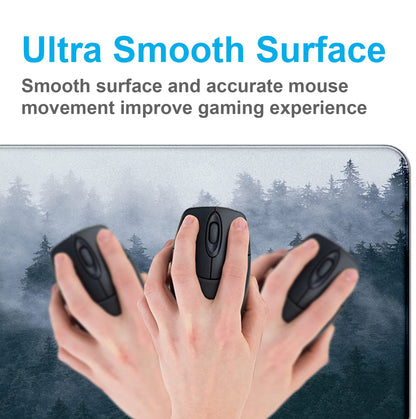 Large Extended Gaming Mouse Pad with Stitched Edges, Non-Slip Waterproof Rubber Base Mouse Pad for Office, Computer, Keyboard, Laptop and Home Desk Pad 35.4 x 15.7 x 0.12 Inch (Grey Forest)
