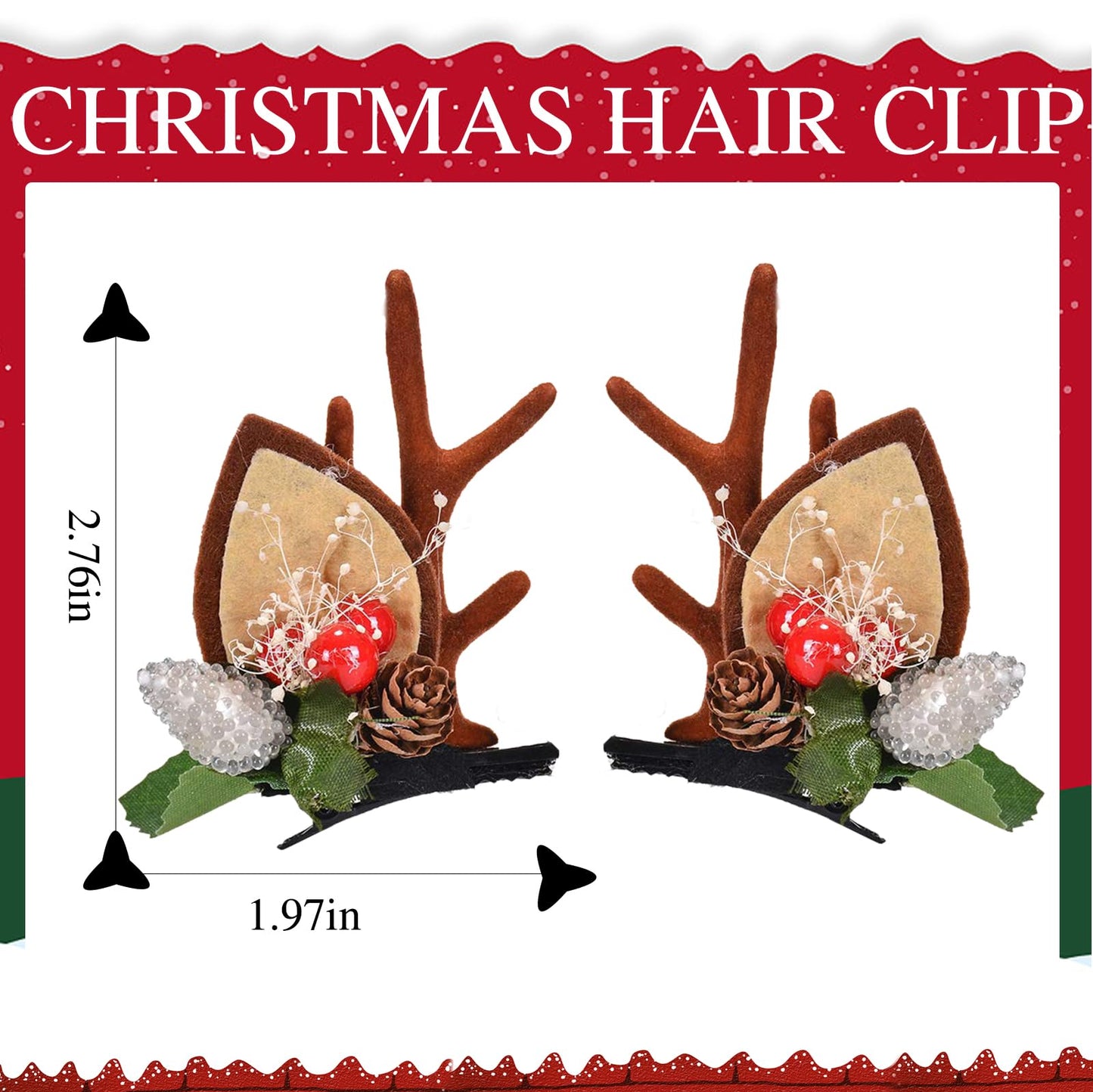 LATEEFAH Christmas Deer Reindeer Antlers Headband Cute Deer Ears Reindeer Hair Clips Beauty Headdresses Pine Cone Hair Accessories for Women