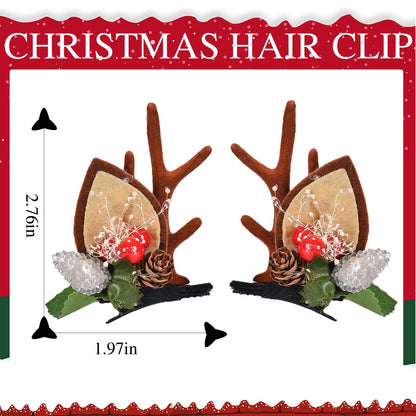LATEEFAH Christmas Deer Reindeer Antlers Headband Cute Deer Ears Reindeer Hair Clips Beauty Headdresses Pine Cone Hair Accessories for Women