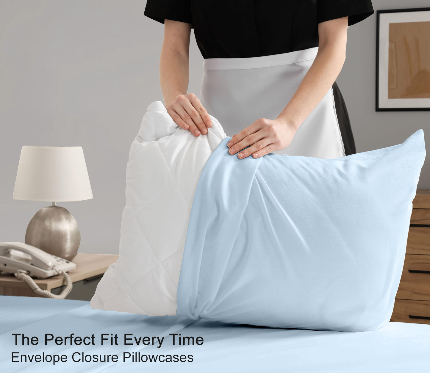 RUVANTI 100% Cotton Percale Sheets, Full Size, Baby Blue