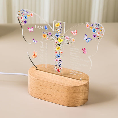 Baptism Gift for Girls Boys,Baby Shower Gifts,Butterfly Cross Night Light Gift for Baptism, Goddaughter, Godson, First Communion, Confirmation, Easter, Christmas | Christian Nursery Decor Gift