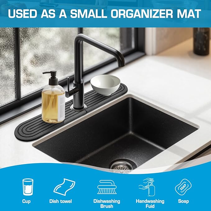 Diatomite Stone Faucet Mat For Kitchen Sink-Absorbent Fast Drying Stone Sink