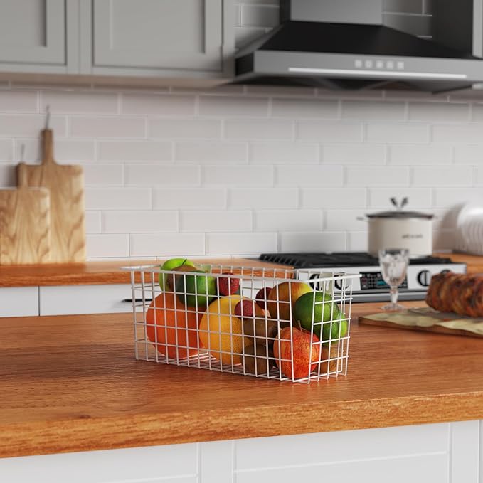 MaraFansie Wire Basket 4-Pack Hanging Wall Organizer Cabinet Storage Basket