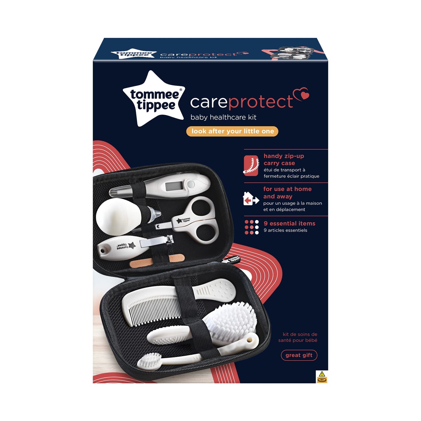 Tommee Tippee Baby Healthcare and Grooming Kit, 9X Essential Newborn Care Items for Home and Travel, Wipe-Clean and Waterproof Travel Case