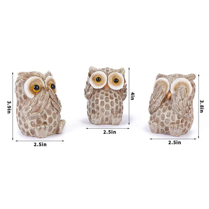 FriyGardcn Set of 3 Owl Statues Home Décor, Cute Owl Figurines for Shelf, Living Room Bedroom Office Desktop, Bookshelf, Animal Sculptures Gifts,Small Decor Accents Items for Birds Lovers