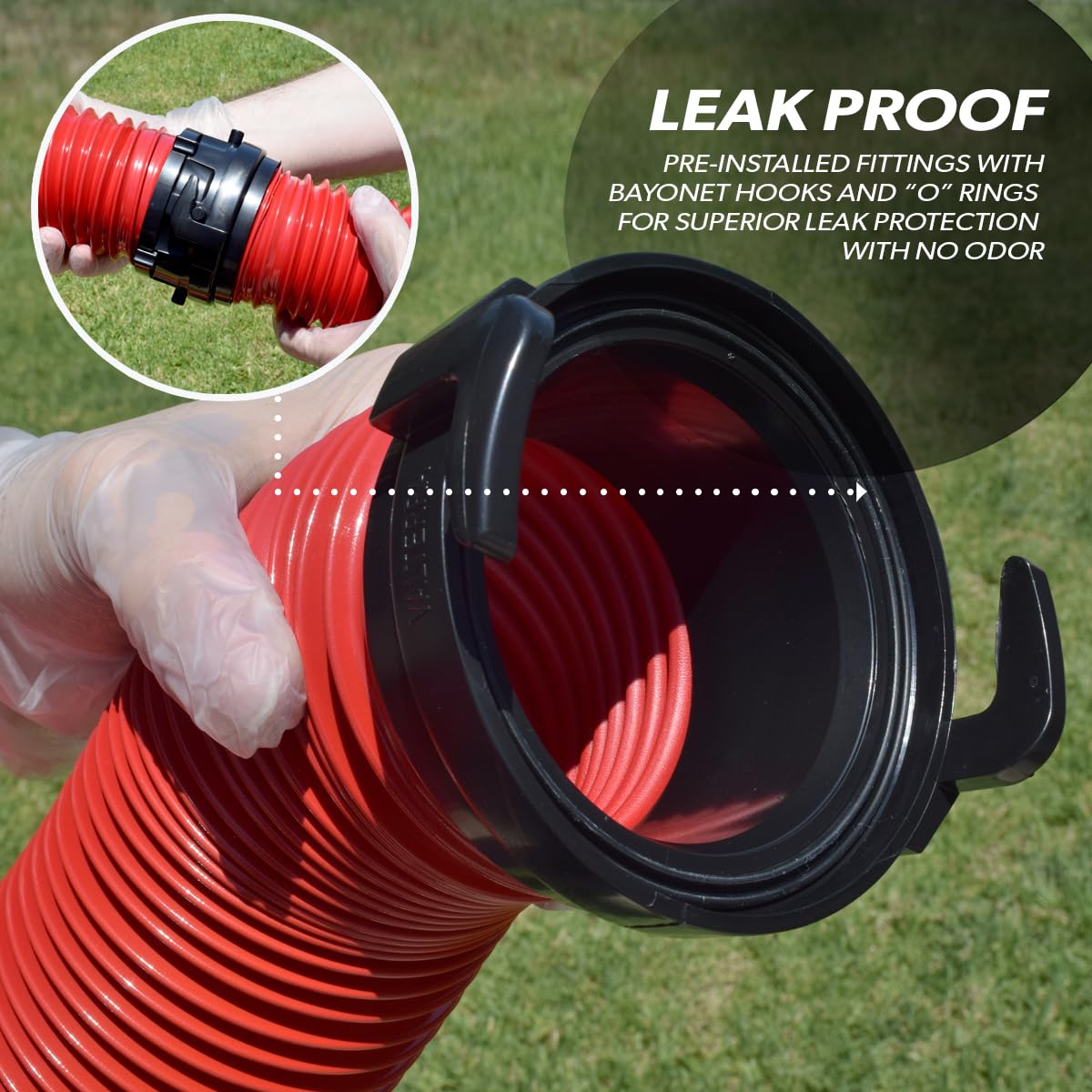 Valterra EZ Coupler 20-Foot RV Sewer Hose Kit for RV Camper, Includes 2 Attachable 10-Foot Hoses with Rotating Fittings and 90 Degree Clearview Sewer Adapter