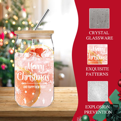 Christmas Gifts for Women, Unique Birthday Gifts for Mom from Daughter, Grandma, Sister, Wife, Coworker, Gifts Ideas Set with 16oz Glass Cup, Christmas Hair Clip
