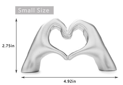 Small Heart Hands Sculpture Decor for Living Room Bedroom Bookshelf Coffe Table and Office Display, Love Finger Statue Modern Aesthetic Home Decor, Unique Gift for Wedding Christmas Birthday (Gold)