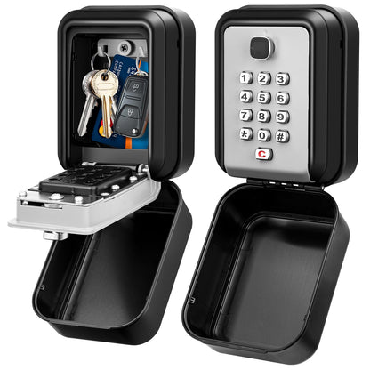 HUANLANG Lock Box for Keys with Code, Waterproof Key Boxs Wall Mount 12-Digit Keypad Locks Box for House Key, Realtors, Garage Spare Keys