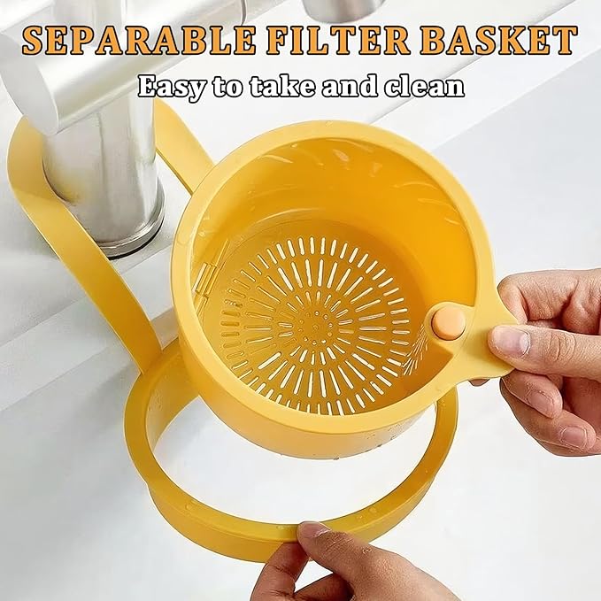 Sink Strainer Basket with One-Touch Drain Mesh, Snap-On Strap & Detachable