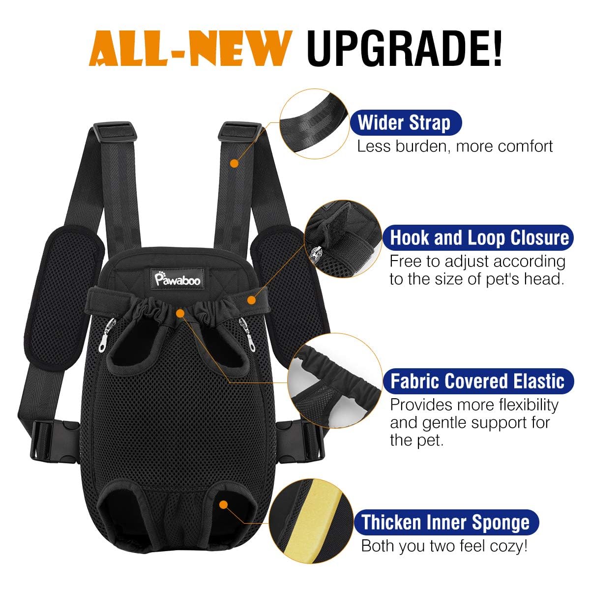 Adjustable Pet Carrier Backpack, Pet Front Dog Carrier Backpack, Legs Out, Easy-Fit for Hiking Traveling for Small Medium Dogs, Small Travel Bag, Black