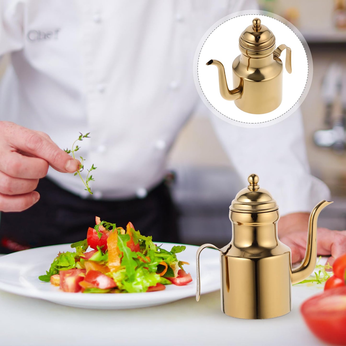 1pcs Olive Oil Dispensers Bottle: Stainless Steel Large Oil Storage Container Metal Grease Container Kitchen Grease Pot Great for Kitchen Cooking BBQ(11OZ)