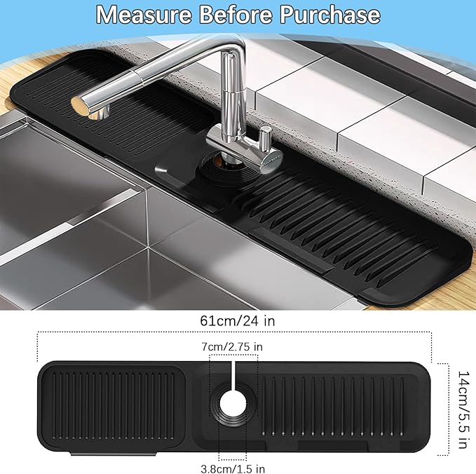 5° Slope Kitchen Sink Faucet Mat, Kitchen Sink Splash Guard, Silicone Material