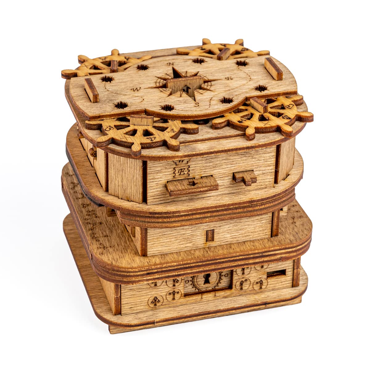 iDventure Cluebox - Davy Jones Locker - Escape Room Puzzle Box - 3D Wooden Puzzle for Adults - Brain Teaser - Birthday Gift for Men - Money Box