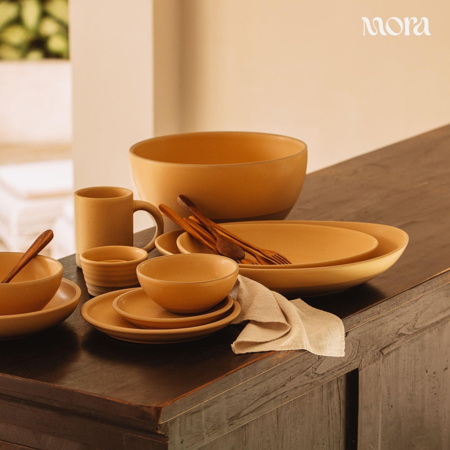 MORA Medium Bowls Set of 4, 28oz Ceramic Pottery Everyday Bowls - Microwave, Oven and Dishwasher Safe - Merrigold