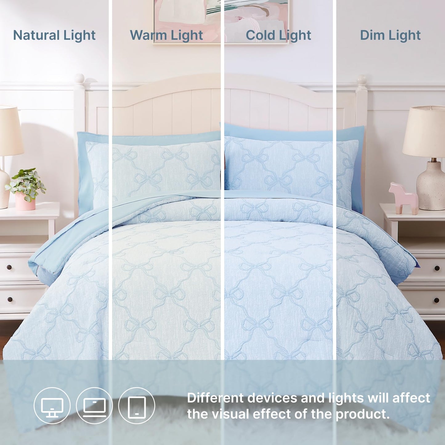 Wink Deer Twin Comforter Set with Sheets for Girls-5 Pieces Twin Bedding Sets with Light Blue Comforter, Sheets, Pillowcase & Sham for Kids (Light Blue Diamond, 66" X 86")