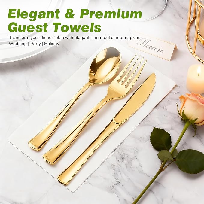 600 Pack Disposable Bathroom Hand Towels Super Value Bulk, Linen-Feel Absorbent