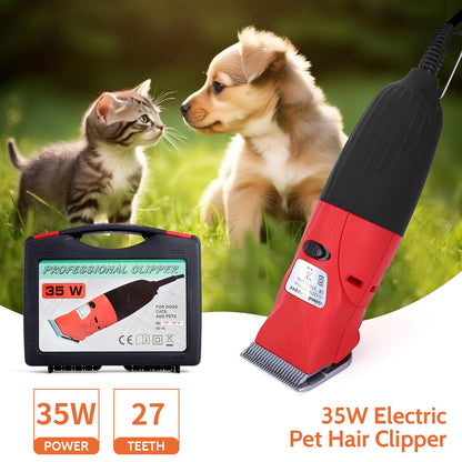 DUCKBOY 35W Pet Hair Clipper & Grooming Kit for Dogs and Cats – Includes 4 Interchangeable Blades & 3m Power Cable – Professional Trimmer for Small to Large Pets