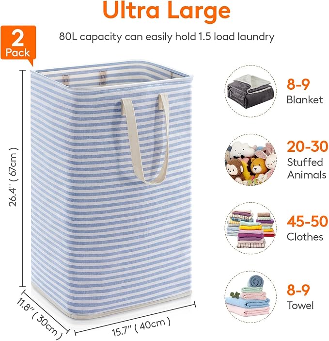 Lifewit 2 Pack Laundry Hamper Large Collapsible Laundry Baskets, Freestanding