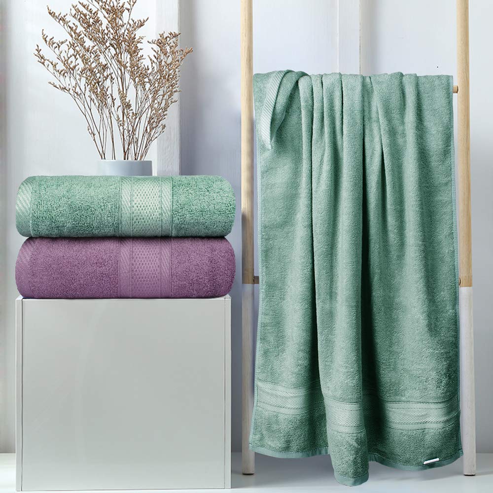 Yoofoss Bamboo Bath Towels 2 Pack Towel Set 500 GSM 70 x 140 cm Extra Large Bath Towels Super Soft & Highly Absorbent Bath Sheets Highly Absorbent and Quick Dry