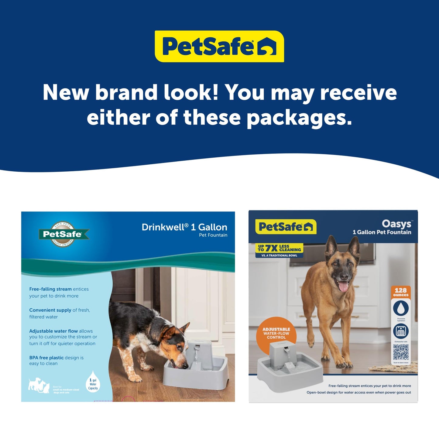 PetSafe Oasys 1 Gallon (128 Ounce) Medium Pet Fountain - Cat or Medium Breed Dog Water Fountain - Dishwasher Safe Filtered Water Dispenser with Flow Control - Filters Included - Easy to Clean