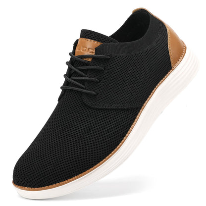 VILOCY Men's Fashion Dress Sneakers Casual Walking Shoes Business Oxfords Comfortable Breathable Lightweight Tennis Zapatos para Hombre Black,US7.5 EU40