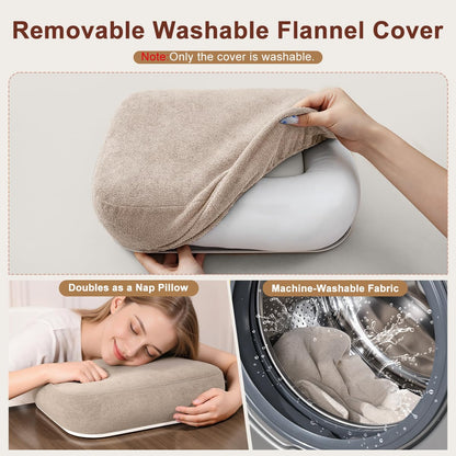 WISFISSH Tablet Pillow Stand with Snack Bowl and Writing Board, 360° Rotating Phone Holder for 4.7-13" Phone Kindle Tablet, Pillow Kindle Holder for Reading in Bed, Couch,Recliner,Floor Etc-Beige