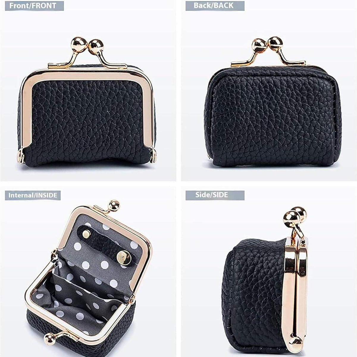 Leather Mini Jewelry Box, Portable Vintage Leather Coin Purse Jewelry Box with kiss Lock, Mini Travel Ring Box for Earrings/Rings/Necklaces/Bracelets