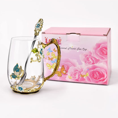 OEAGO Gifts for Mom Women Valentines Day Gifts for Her Glass Coffee Enamels Mug Best Birthday Valentine's for Girlfriend Wife Mothers Day from Daughter Son Tea Cup Stocking Stuffers Christmas