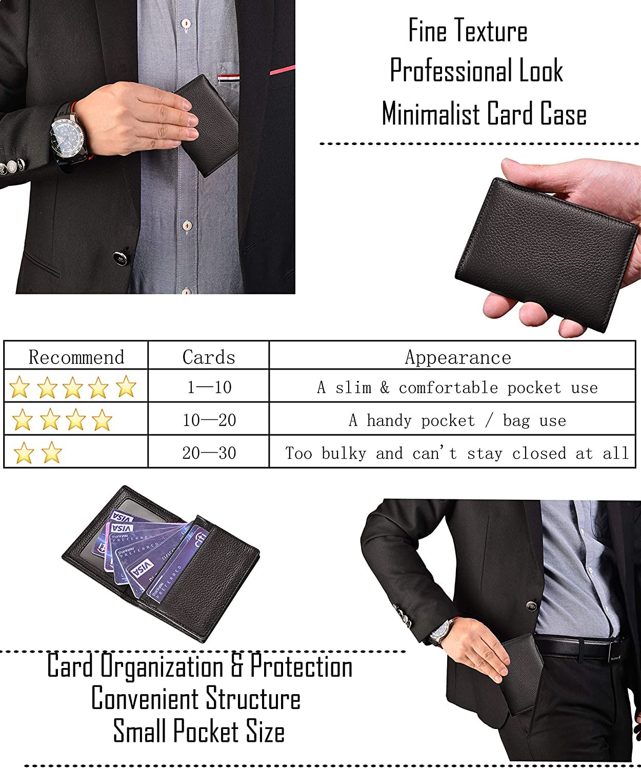 Outrip Genuine Leather Business Card Holder Name Card Case Credit Card Wallet with ID Window RFID Blocking (Coffee)