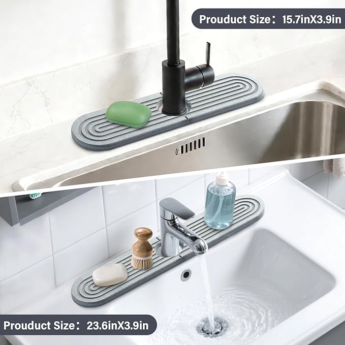 2 Set/4PCS Faucet Mat for Kitchen Sink Splash Guard Faucet Mat Absorbent