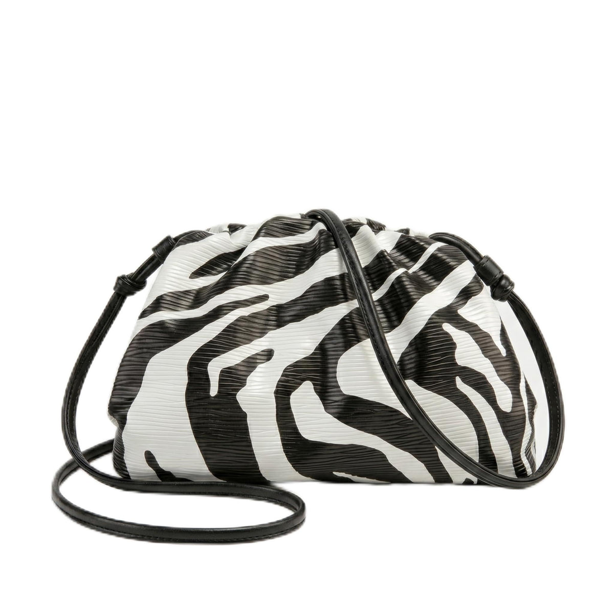 FUTTSPAI Zebra Print Clutch Purse Soft PU Leather Dumpling Cloud Bag Ruched Oversized Evening Crossbody Handbag for Women Everyday Party, Small