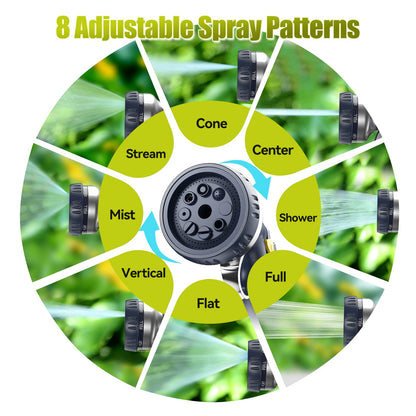 VOXON Hose Pipe Spray Gun with 8 Adjustable Patterns, 100% Heavy Duty Metal Garden Hose Spray Gun Zinc Alloy High Pressure Spray Nozzle Perfect for Car and Pet Washing, Cleaning, Garden Watering
