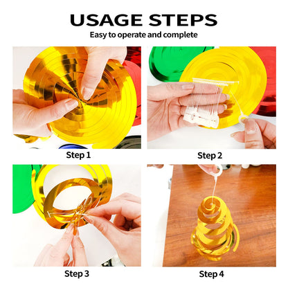30 Pieces Hanging Swirl Party Decorations Foil Decorations Ceiling Swirl Spiral Hanging Plastic Streamer for Ceiling Birthday Graduation Wedding Celebration Baby Shower Party Supply (Gold)